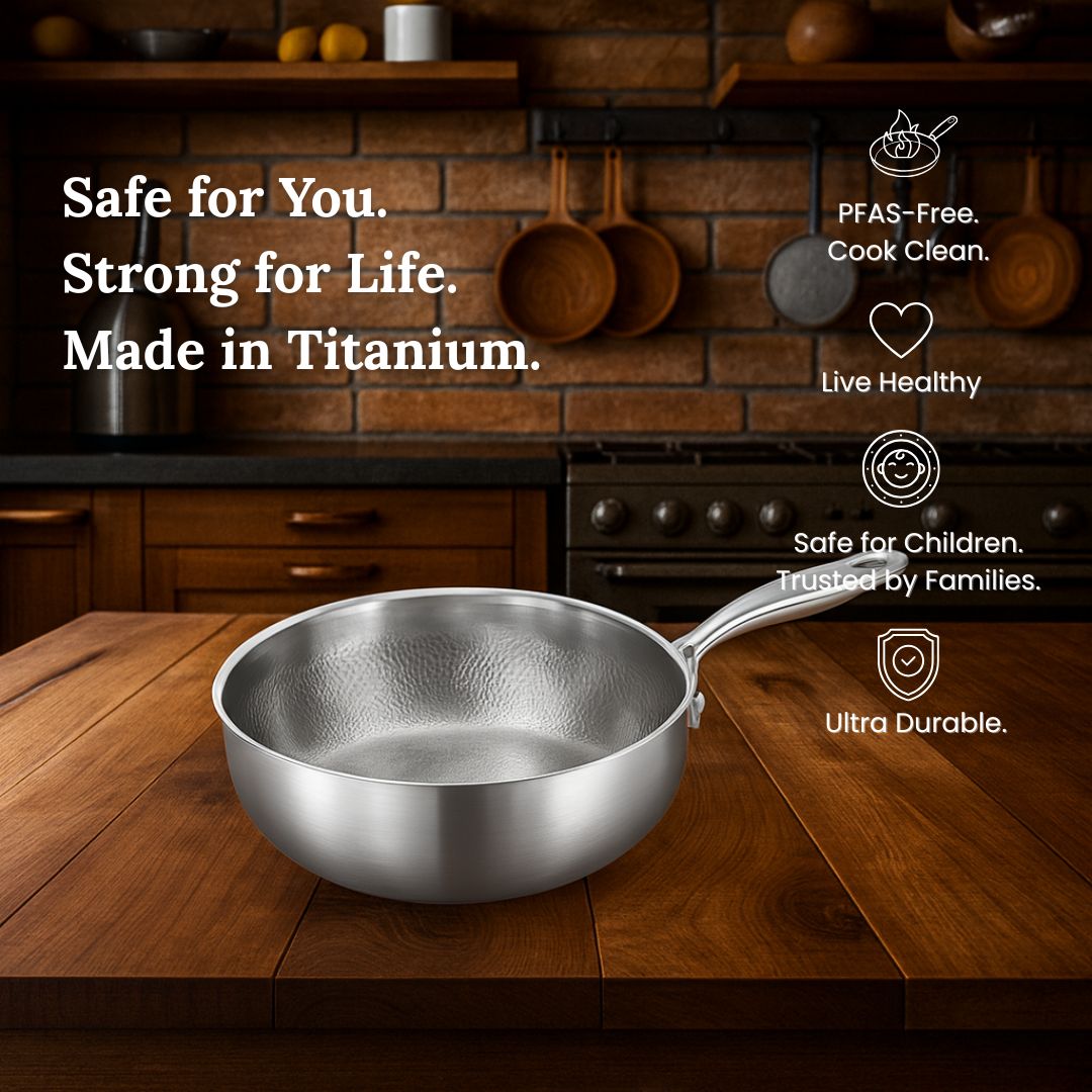 Titanium Wok Pan Flat Bottomed