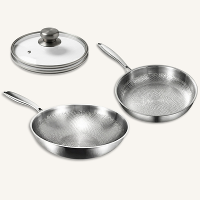 Titanium Hammered Pan + Wok Pan