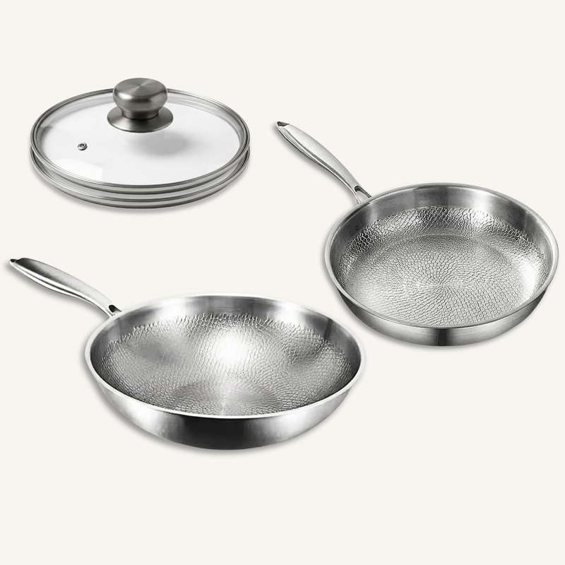 Titanium Hammered Pan + Wok Pan