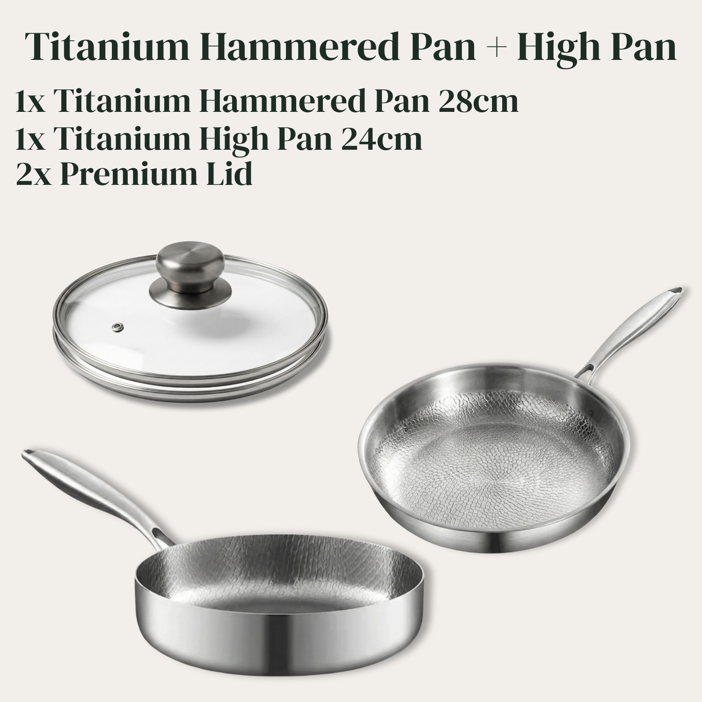 Titanium Hammered Pan + High Pan