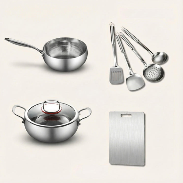 Chef’s Choice Bundle: 2 Pans + Utensils Set+ Chopping Board